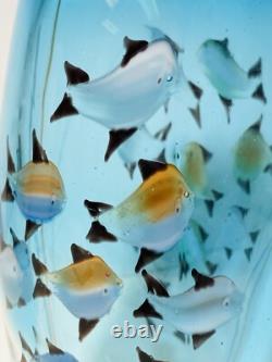 Vintage Murano Glass Aquarium Vase Fish Under Water 8 1/2 22cm