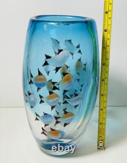 Vintage Murano Glass Aquarium Vase Fish Under Water 8 1/2 22cm