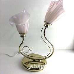 Vintage Murano Glass Art Calla Lily Lamp Mid Century Modern Hand Blown Flowers