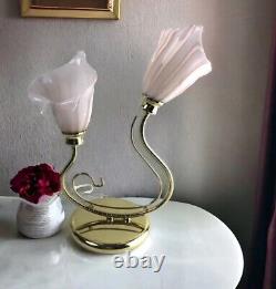 Vintage Murano Glass Art Calla Lily Lamp Mid Century Modern Hand Blown Flowers