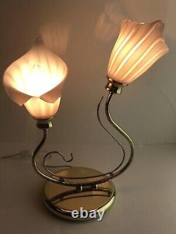 Vintage Murano Glass Art Calla Lily Lamp Mid Century Modern Hand Blown Flowers