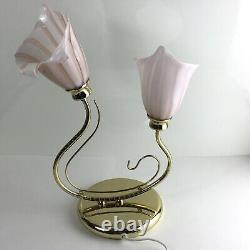 Vintage Murano Glass Art Calla Lily Lamp Mid Century Modern Hand Blown Flowers