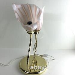 Vintage Murano Glass Art Calla Lily Lamp Mid Century Modern Hand Blown Flowers