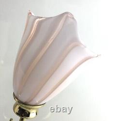 Vintage Murano Glass Art Calla Lily Lamp Mid Century Modern Hand Blown Flowers