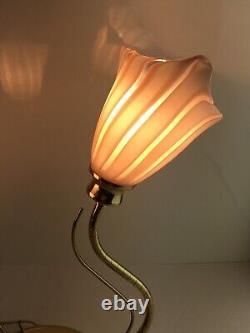 Vintage Murano Glass Art Calla Lily Lamp Mid Century Modern Hand Blown Flowers