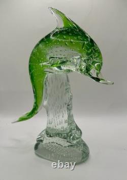Vintage Murano Glass Art Dolphin 10 Tall