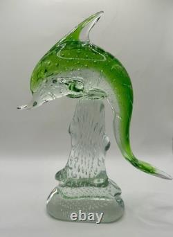 Vintage Murano Glass Art Dolphin 10 Tall