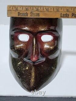 Vintage Murano Glass Art Mask With Gold Specks & Original Labels Free Shipping