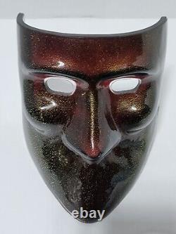 Vintage Murano Glass Art Mask With Gold Specks & Original Labels Free Shipping