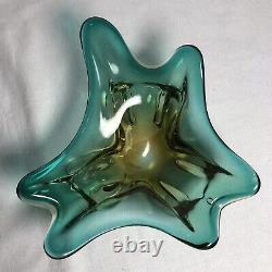 Vintage Murano Glass Art Sommerso Beautiful Green freeform style