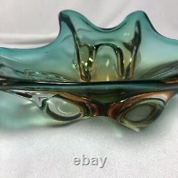 Vintage Murano Glass Art Sommerso Beautiful Green freeform style