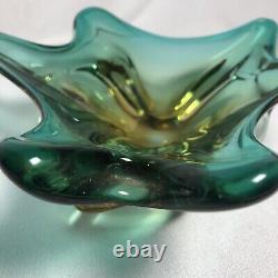 Vintage Murano Glass Art Sommerso Beautiful Green freeform style