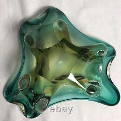 Vintage Murano Glass Art Sommerso Beautiful Green freeform style