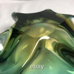 Vintage Murano Glass Art Sommerso Beautiful Green freeform style