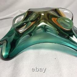 Vintage Murano Glass Art Sommerso Beautiful Green freeform style