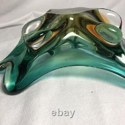 Vintage Murano Glass Art Sommerso Beautiful Green freeform style