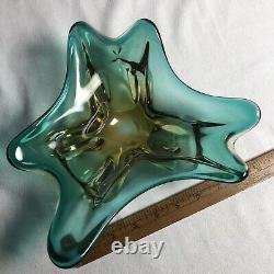 Vintage Murano Glass Art Sommerso Beautiful Green freeform style