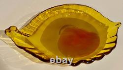 Vintage Murano Glass Art Studio Alfredo Barbini Amber Large Bowl -A