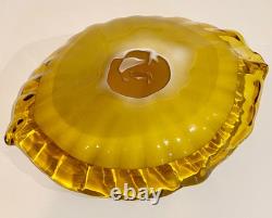 Vintage Murano Glass Art Studio Alfredo Barbini Amber Large Bowl -A