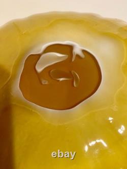 Vintage Murano Glass Art Studio Alfredo Barbini Amber Large Bowl -A