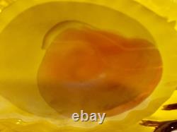 Vintage Murano Glass Art Studio Alfredo Barbini Amber Large Bowl -A