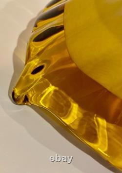 Vintage Murano Glass Art Studio Alfredo Barbini Amber Large Bowl -A