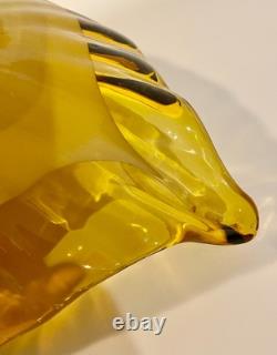 Vintage Murano Glass Art Studio Alfredo Barbini Amber Large Bowl -A
