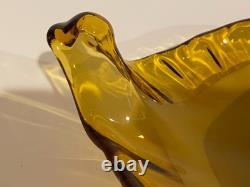 Vintage Murano Glass Art Studio Alfredo Barbini Amber Large Bowl -A