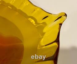 Vintage Murano Glass Art Studio Alfredo Barbini Amber Large Bowl -A