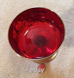 Vintage Murano Glass Barbini 1950s Italy 24K Gold Compote Christmas Red Goblet