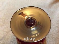 Vintage Murano Glass Barbini 1950s Italy 24K Gold Compote Christmas Red Goblet