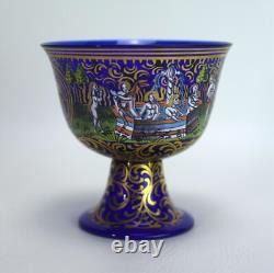 Vintage Murano Glass Barovier Wedding Cup Salviati Signed Cobalt Art Glass