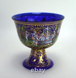 Vintage Murano Glass Barovier Wedding Cup Salviati Signed Cobalt Art Glass