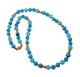 Vintage Murano Glass Bead Necklace Blue Swirl Frosted Glass