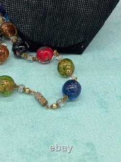 Vintage Murano Glass Bead Necklace and Earrings