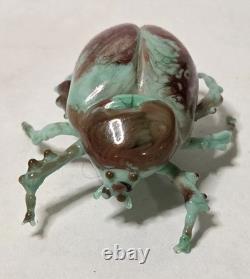 Vintage Murano Glass Beetle Figurine Hand Made Italian Art Glass Bug Sculpture