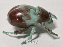 Vintage Murano Glass Beetle Figurine Hand Made Italian Art Glass Bug Sculpture