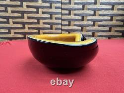 Vintage Murano Glass Biomorphic Heart Shaped Glass Bowl Orange with Gold Flecks