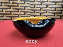 Vintage Murano Glass Biomorphic Heart Shaped Glass Bowl Orange with Gold Flecks