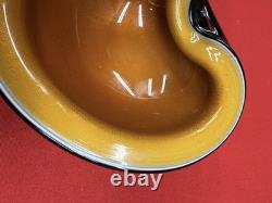 Vintage Murano Glass Biomorphic Heart Shaped Glass Bowl Orange with Gold Flecks