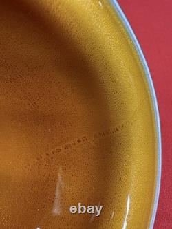 Vintage Murano Glass Biomorphic Heart Shaped Glass Bowl Orange with Gold Flecks