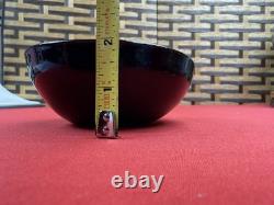 Vintage Murano Glass Biomorphic Heart Shaped Glass Bowl Orange with Gold Flecks