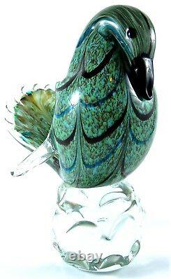 Vintage Murano Glass Bird 9 Tall Green Multi-Color Italian Art