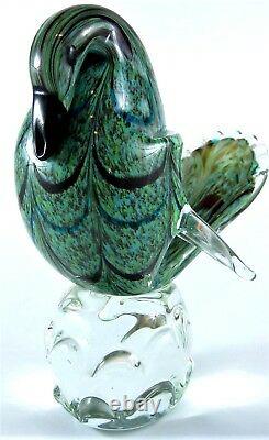Vintage Murano Glass Bird 9 Tall Green Multi-Color Italian Art