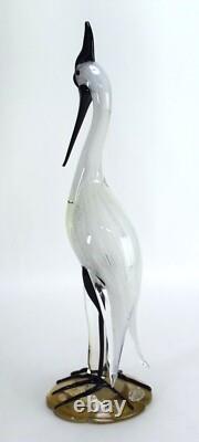 Vintage Murano Glass Bird Alfredo Barbini Crane Sculpture Zanfirico