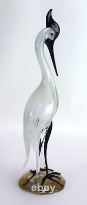 Vintage Murano Glass Bird Alfredo Barbini Crane Sculpture Zanfirico