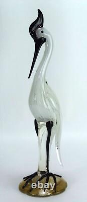 Vintage Murano Glass Bird Alfredo Barbini Crane Sculpture Zanfirico