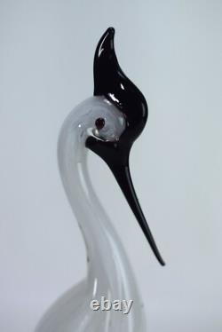 Vintage Murano Glass Bird Alfredo Barbini Crane Sculpture Zanfirico