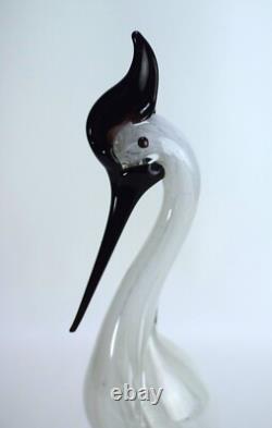 Vintage Murano Glass Bird Alfredo Barbini Crane Sculpture Zanfirico
