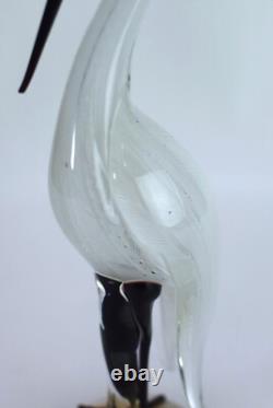 Vintage Murano Glass Bird Alfredo Barbini Crane Sculpture Zanfirico